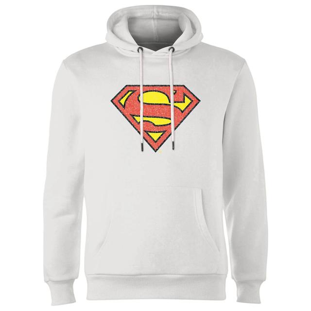 Official Superman Crackle Logo Hoodie - White - M - Blanc on Productcaster.