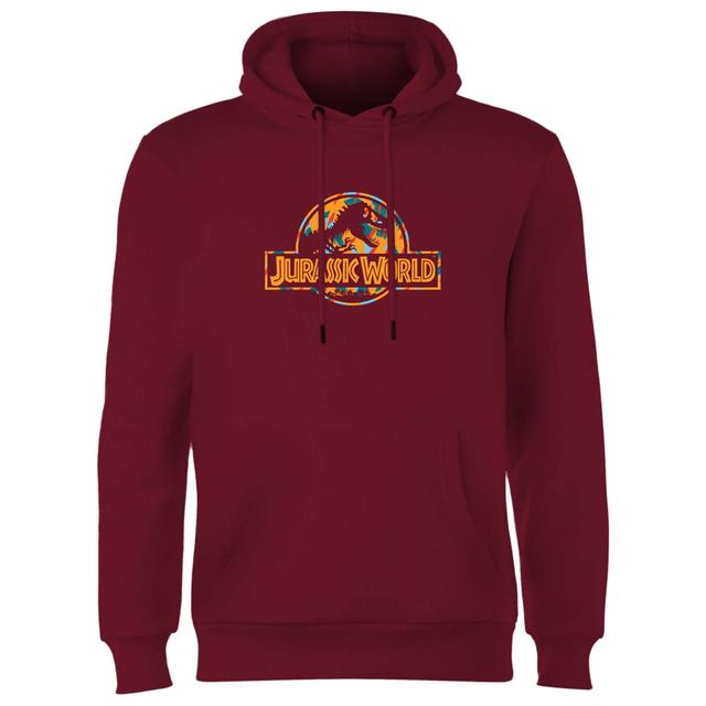 Jurassic Park Logo Tropical Hoodie - Burgundy - L - Burgundy on Productcaster.