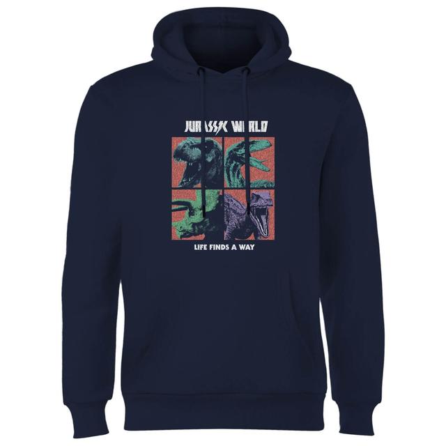 Jurassic Park World Four Colour Faces Hoodie - Navy - XL - Marinblå on Productcaster.