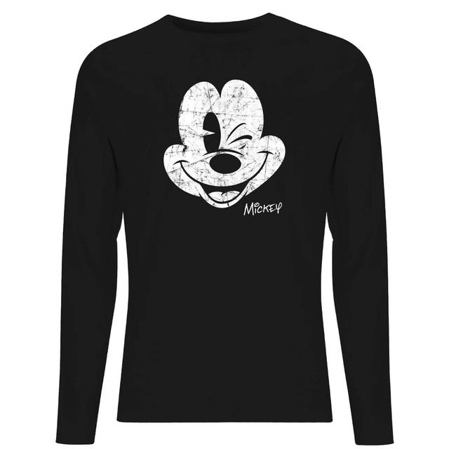 Disney Mickey Mouse Worn Face Men's Long Sleeve T-Shirt - Black - XL - Black on Productcaster.