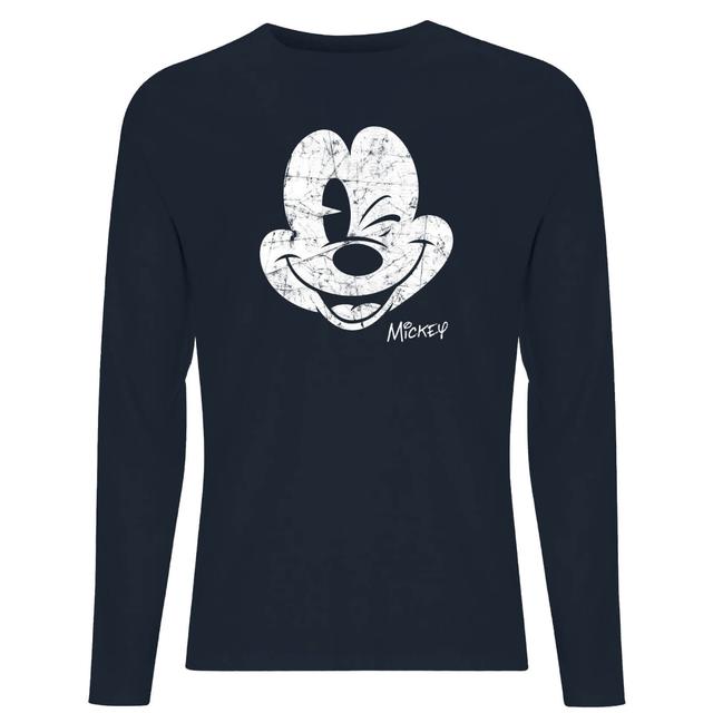 Camiseta de manga larga para hombre Mickey Mouse Worn Face de Disney - Azul marino - M - Azul Marino on Productcaster.