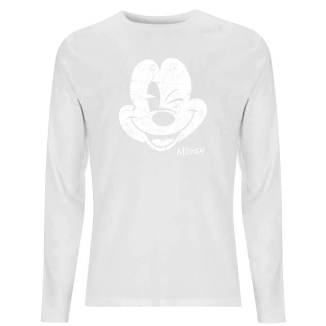 Camiseta de manga larga para hombre Mickey Mouse Worn Face de Disney - Blanco - XS - Blanco on Productcaster.