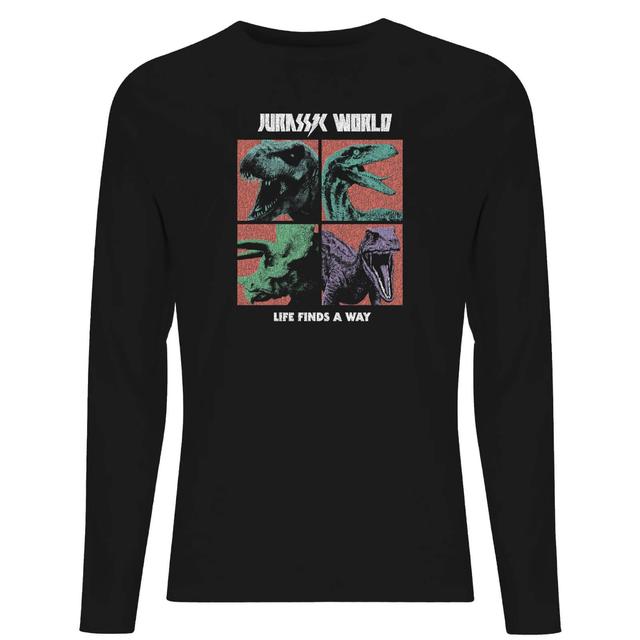 Camiseta de manga larga Four Colour Faces para hombre de Jurassic Park World - Negro - S - Negro on Productcaster.