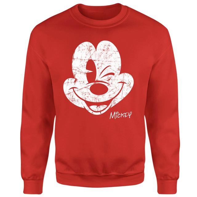 Mickey Mouse Worn Face Jumper - Red - XXL - Red on Productcaster.