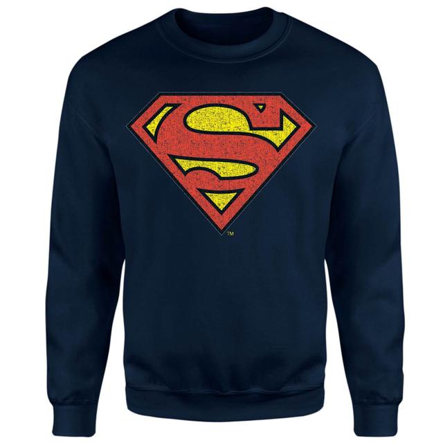 Official Superman Crackle Logo Sweatshirt - Navy - M - Marinblå on Productcaster.