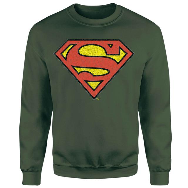 Official Superman Crackle Logo Sweatshirt - Green - XL - Verde on Productcaster.