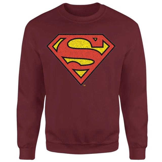 Official Superman Crackle Logo Sweatshirt - Burgundy - XS - Burgundy on Productcaster.