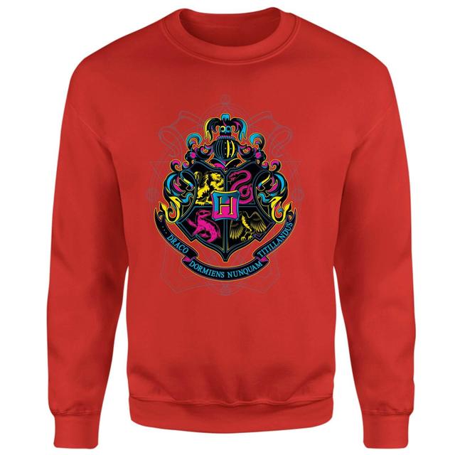 Harry Potter Hogwarts Neon Crest Sweatshirt - Red - L on Productcaster.