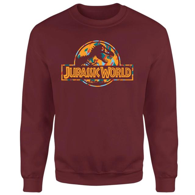 Jurassic Park Logo Tropical Sweatshirt - Burgundy - L - Burgundy on Productcaster.