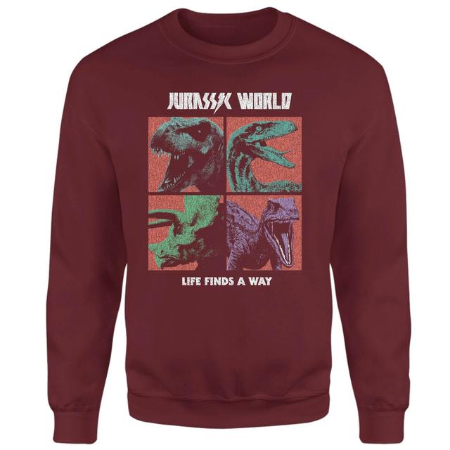 Sudadera Four Colour Faces de Jurassic Park World - Burdeos - XS - Burgundy on Productcaster.