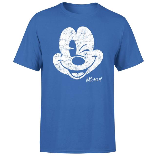 Mickey Mouse Worn Face Men's T-Shirt - Blue - L - Blue on Productcaster.