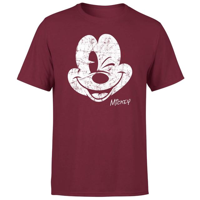 Camiseta Worn Face de Mickey Mouse para hombre - Burdeos - S - Borgoña on Productcaster.