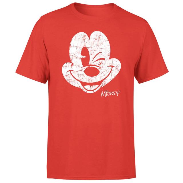 Mickey Mouse Worn Face Men's T-Shirt - Red - XS - Red on Productcaster.