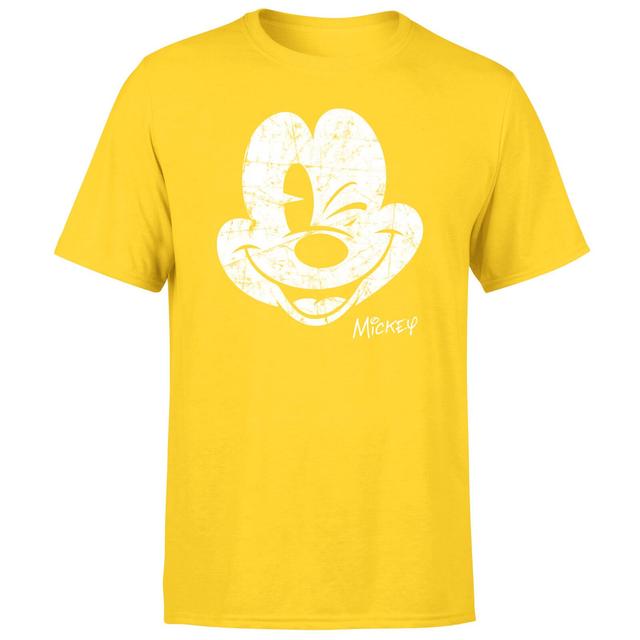 Mickey Mouse Worn Face Men's T-Shirt - Yellow - L - Gelb on Productcaster.