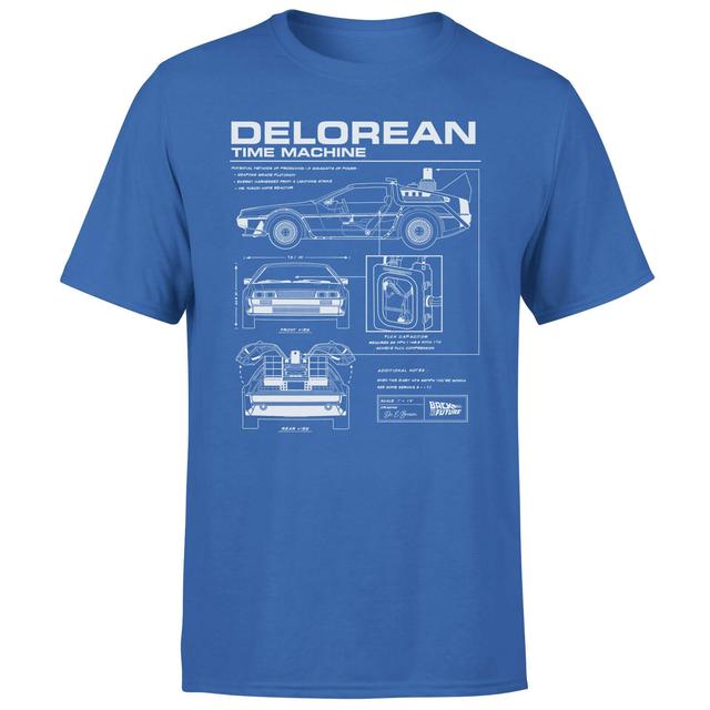 Back To The Future Delorean Schematic Men's T-Shirt - Blue - XXL on Productcaster.