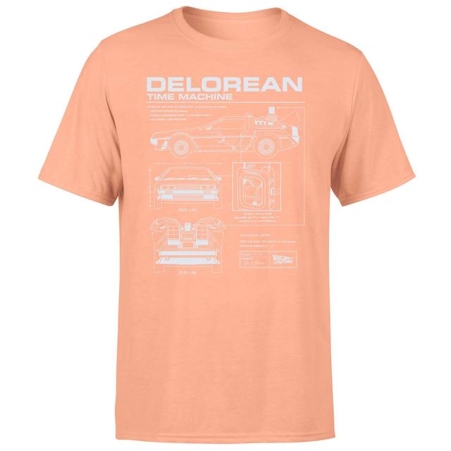 Camiseta para hombre Back To The Future Delorean Schematic - Coral - XS - Coral on Productcaster.