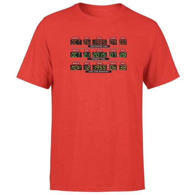 Back To The Future Destination Clock Men's T-Shirt - Red - L - Rot on Productcaster.