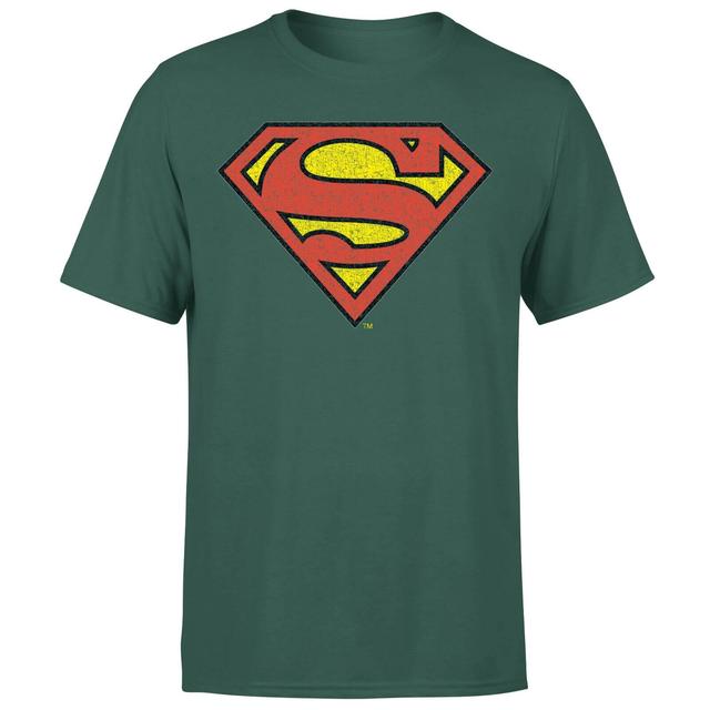 Official Superman Crackle Logo Men's T-Shirt - Green - XS - Green on Productcaster.