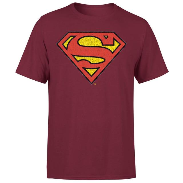 Official Superman Crackle Logo Men's T-Shirt - Burgundy - XS on Productcaster.