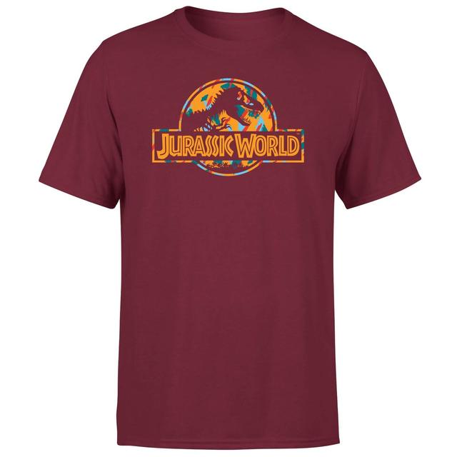 Jurassic Park Logo Tropical Men's T-Shirt - Burgundy - XXL - Burgundy on Productcaster.