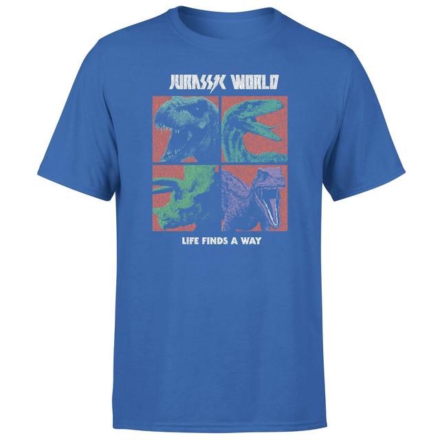 Jurassic Park World Four Colour Faces Men's T-Shirt - Blue - XXL - Blue on Productcaster.