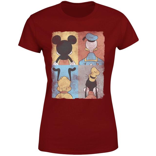 Disney Donald Duck Mickey Mouse Pluto Goofy Tiles Women's T-Shirt - Burgundy - XS - Burgundy on Productcaster.