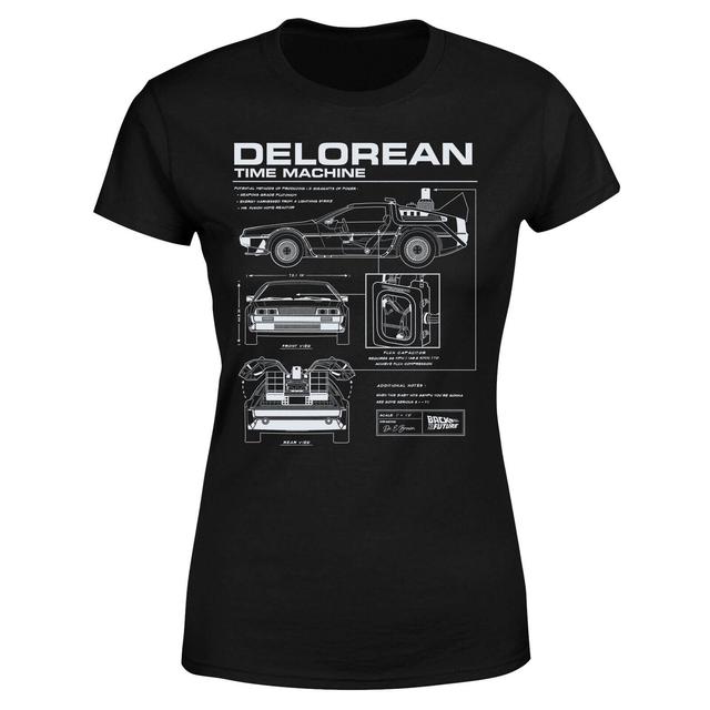 Camiseta Back To The Future Delorean Schematic para mujer - Negro - XS - Negro on Productcaster.