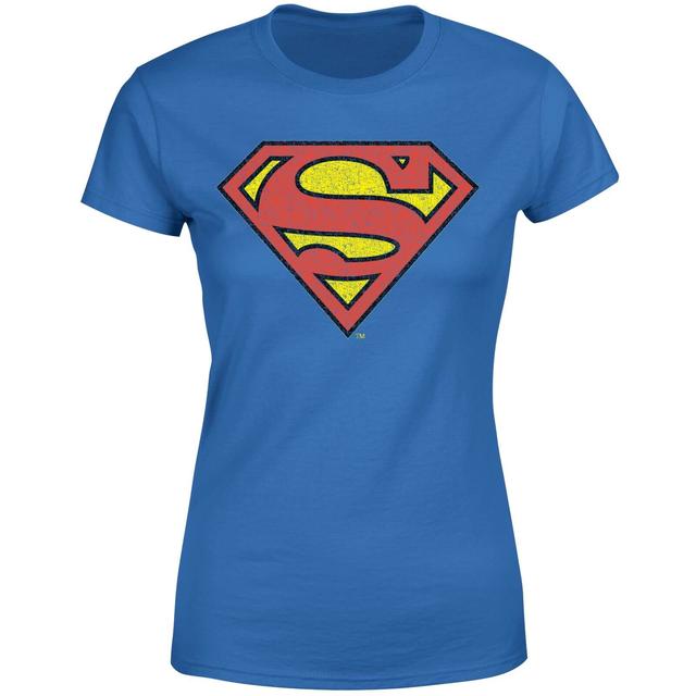 Official Superman Crackle Logo Women's T-Shirt - Blue - L - Blue on Productcaster.