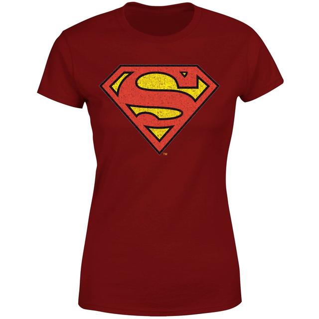 Official Superman Crackle Logo Women's T-Shirt - Burgundy - XL - Burgundy on Productcaster.