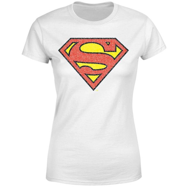 Official Superman Crackle Logo Women's T-Shirt - White - L - Blanc on Productcaster.