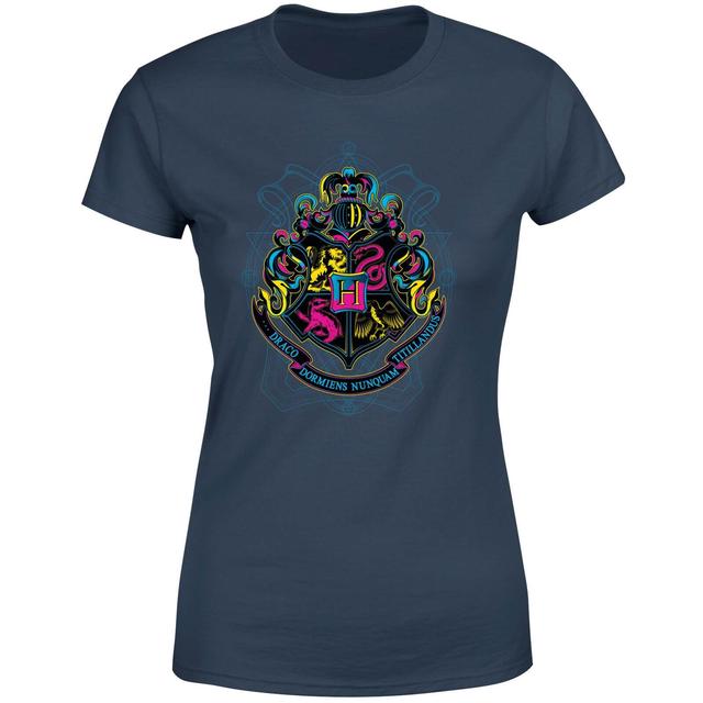 Harry Potter Hogwarts Neon Crest Women's T-Shirt - Navy - M - Navy on Productcaster.