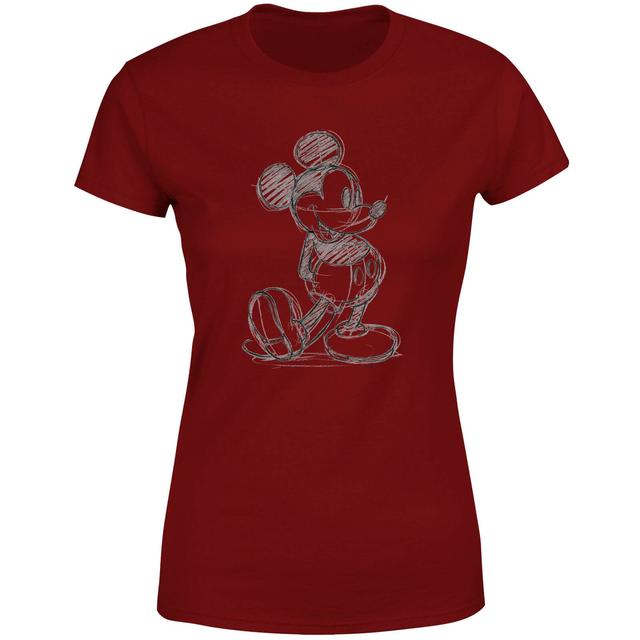 Disney Mickey Mouse Sketch Women's T-Shirt - Burgundy - XXL - Burgundy on Productcaster.