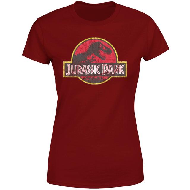 Camiseta vintage para mujer Jurassic Park Logo - Burdeos - L - Burgundy on Productcaster.