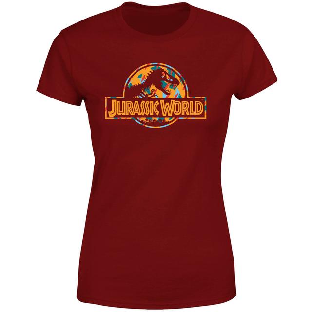 Jurassic Park Logo Tropical Women's T-Shirt - Burgundy - XXL on Productcaster.