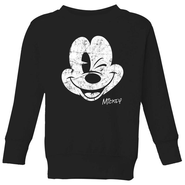 Disney Mickey Mouse Worn Face Kids' Sweatshirt - Black - 3-4 Jahre - Schwarz on Productcaster.