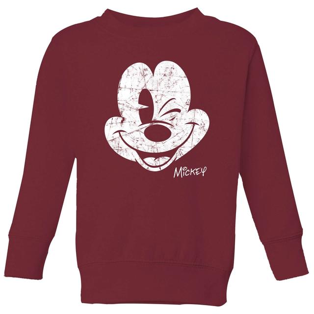 Sudadera Worn Face de Mickey Mouse Disney para niños - Burdeos - 7-8 años - Burgundy on Productcaster.