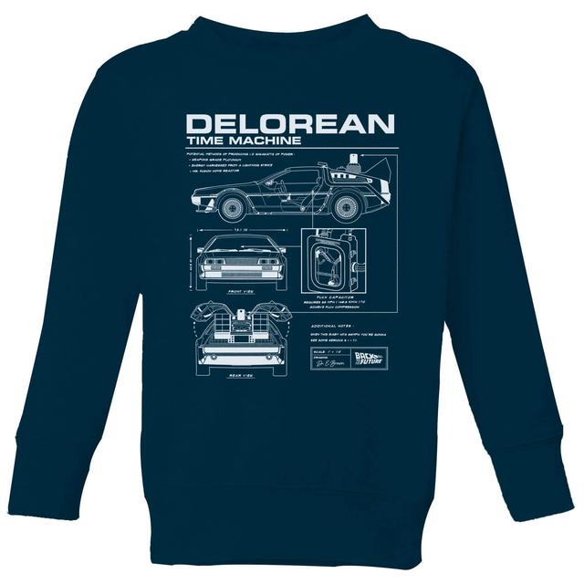 Sudadera para niño Back To The Future Delorean Schematic - Azul marino - 5-6 años - Azul Marino on Productcaster.