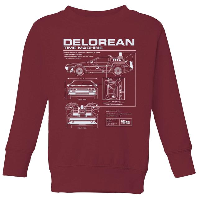 Sudadera para niño Back To The Future Delorean Schematic - Burdeos - 5-6 años - Burgundy on Productcaster.