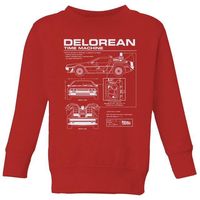 Sudadera para niño Back To The Future Delorean Schematic - Rojo - 3-4 años - Rojo on Productcaster.