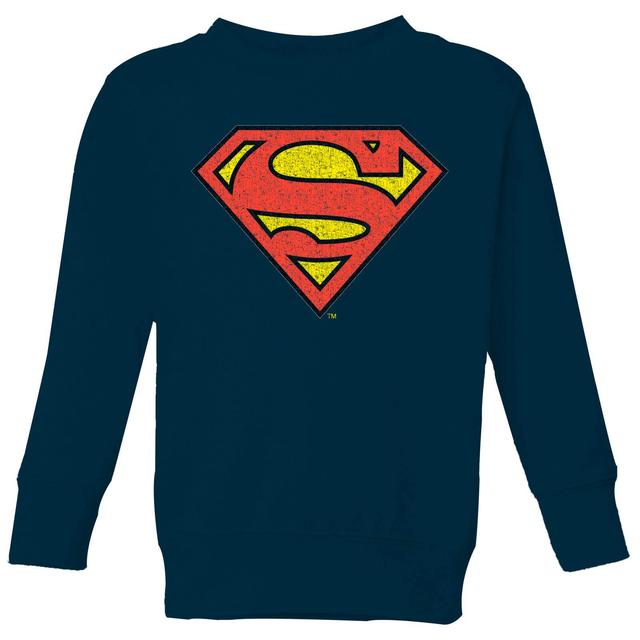 Official Superman Crackle Logo Kids' Sweatshirt - Navy - 7-8 Jahre on Productcaster.