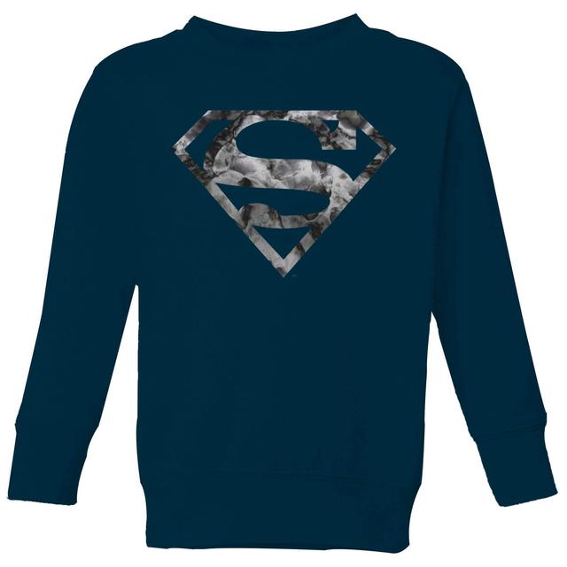 Marble Superman Logo Kids' Sweatshirt - Navy - 3-4 Years - Navy on Productcaster.