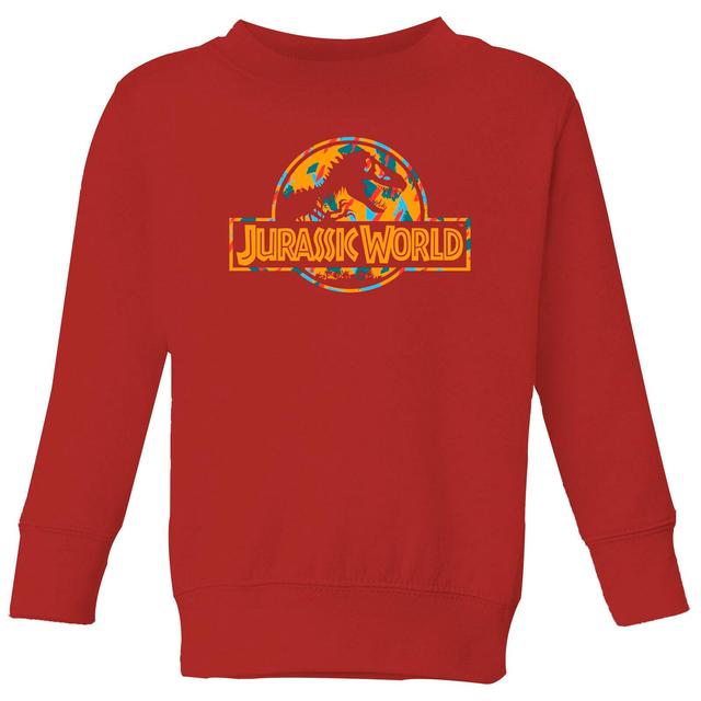 Jurassic Park Logo Tropical Kids' Sweatshirt - Red - 7-8 Years - Red on Productcaster.