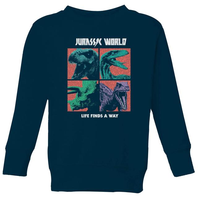 Jurassic Park World Four Colour Faces Kids' Sweatshirt - Navy - 7-8 Years - Navy on Productcaster.