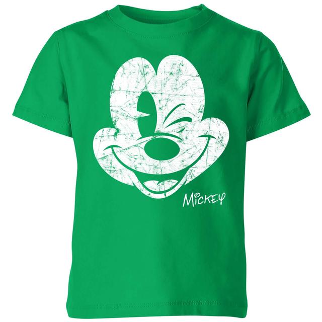 Disney Mickey Mouse Worn Face Kids' T-Shirt - Green - 9-10 Jahre - Grün on Productcaster.