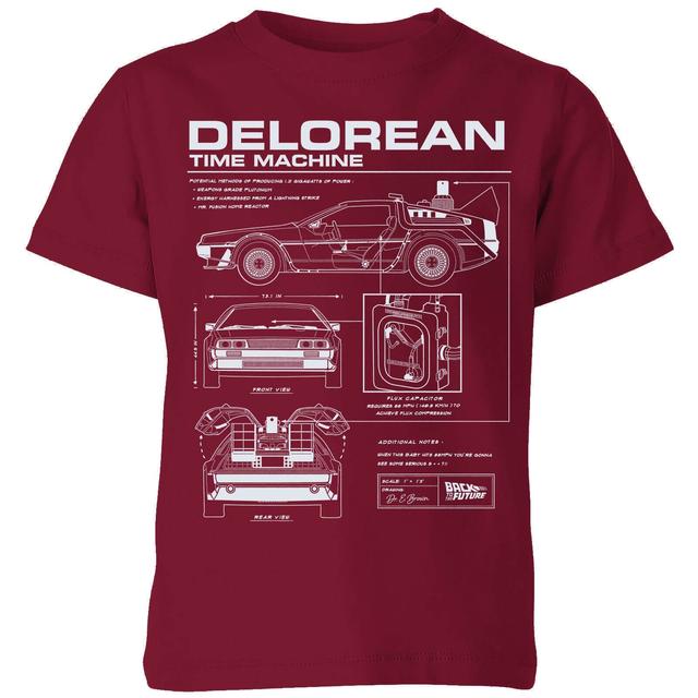 Camiseta para niño Back To The Future Delorean Schematic - Burdeos - 7-8 años - Burgundy on Productcaster.