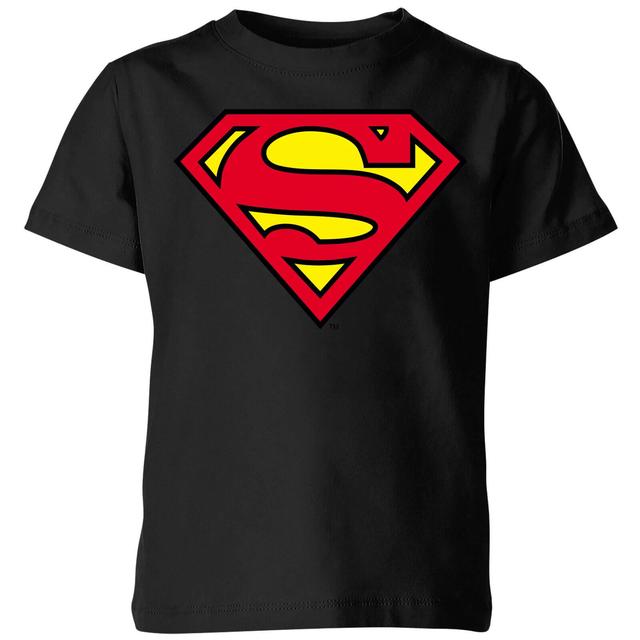 Official Superman Shield Kids' T-Shirt - Black - 9-10 Years - Black on Productcaster.