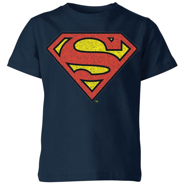 Official Superman Crackle Logo Kids' T-Shirt - Navy - 9-10 Anni - Blu Navy on Productcaster.