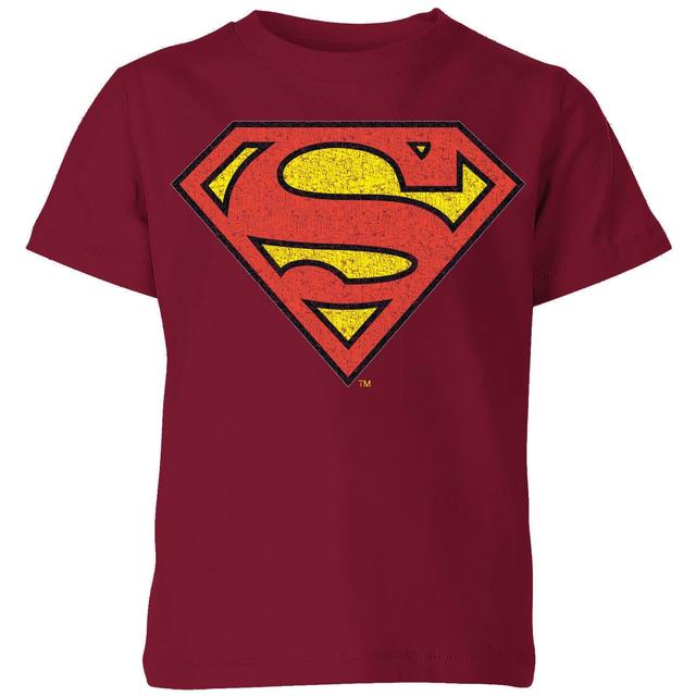 Official Superman Crackle Logo Kids' T-Shirt - Burgundy - 5-6 ans - Burgundy on Productcaster.