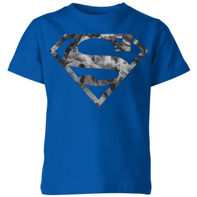 Marble Superman Logo Kids' T-Shirt - Blue - 3-4 Years - Blue on Productcaster.