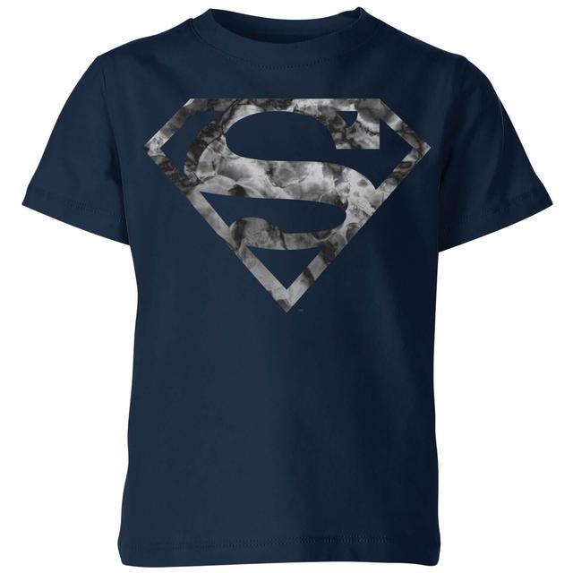 Marble Superman Logo Kids' T-Shirt - Navy - 9-10 Anni - Blu Navy on Productcaster.